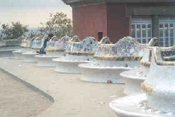 Mosaic benches in the Gaudi Park.