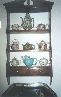 Teapot collection in museum.